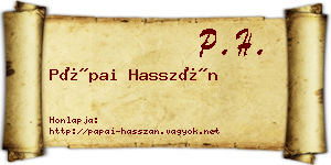 Pápai Hasszán névjegykártya